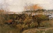 Alfred Wahlberg Landscape stamp Vaxholm Spain oil painting artist